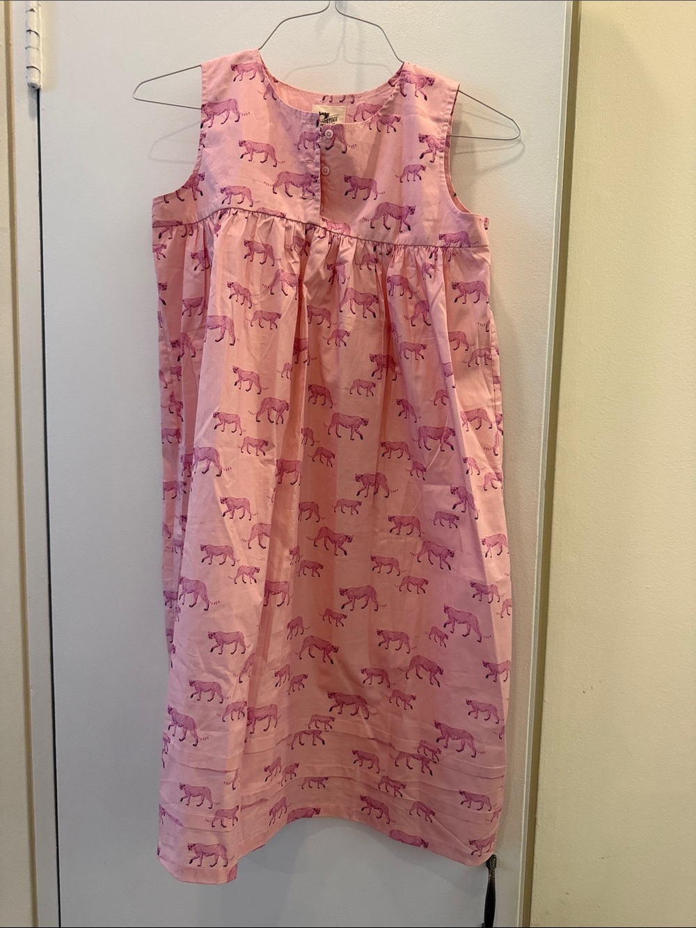 Girls' Pink Sleeveless Sun Dress with Purple Cheetah Print